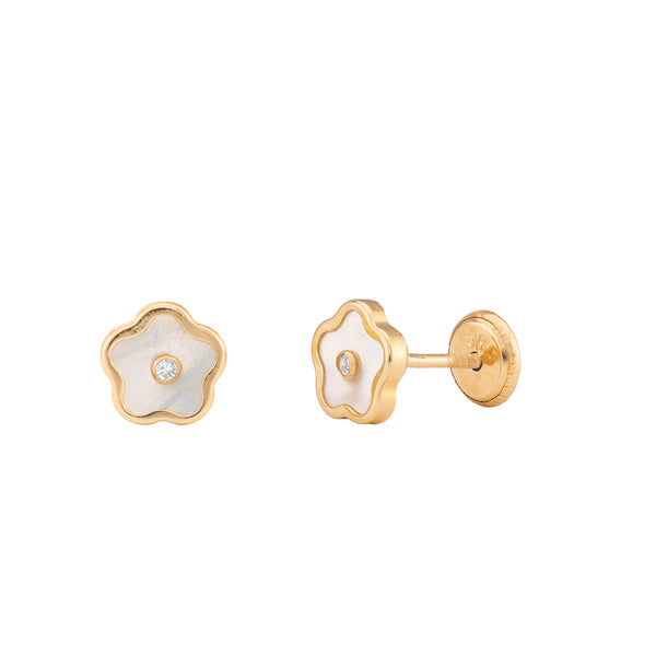 Yellow Gold Flower with Mother Pearl