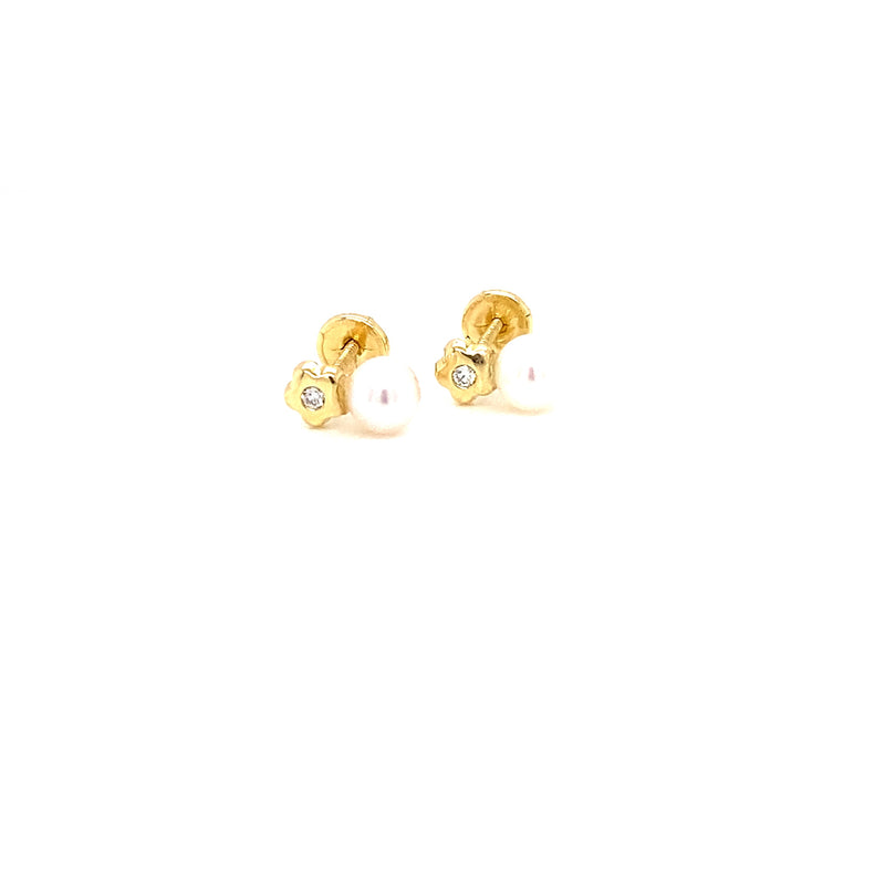 Gold and Diamond Flowers with Pearl