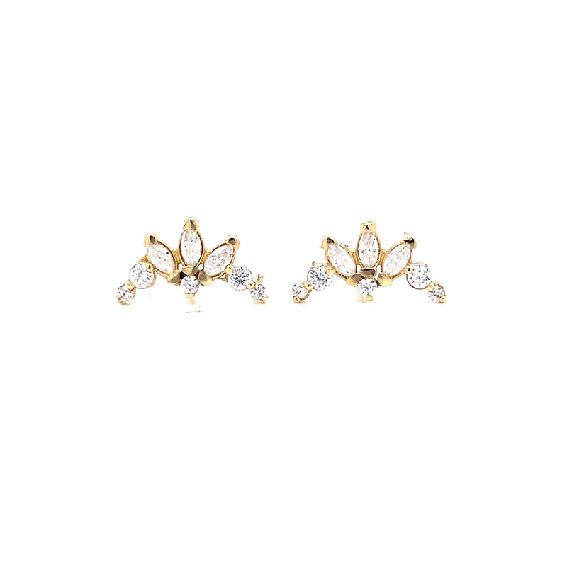 14Kt Yellow Gold Multi Marquis Earrings